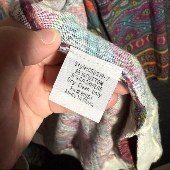 Johnny Was Colorful Floral Open-Front Cardigan, Medium - Picture 5 of 5